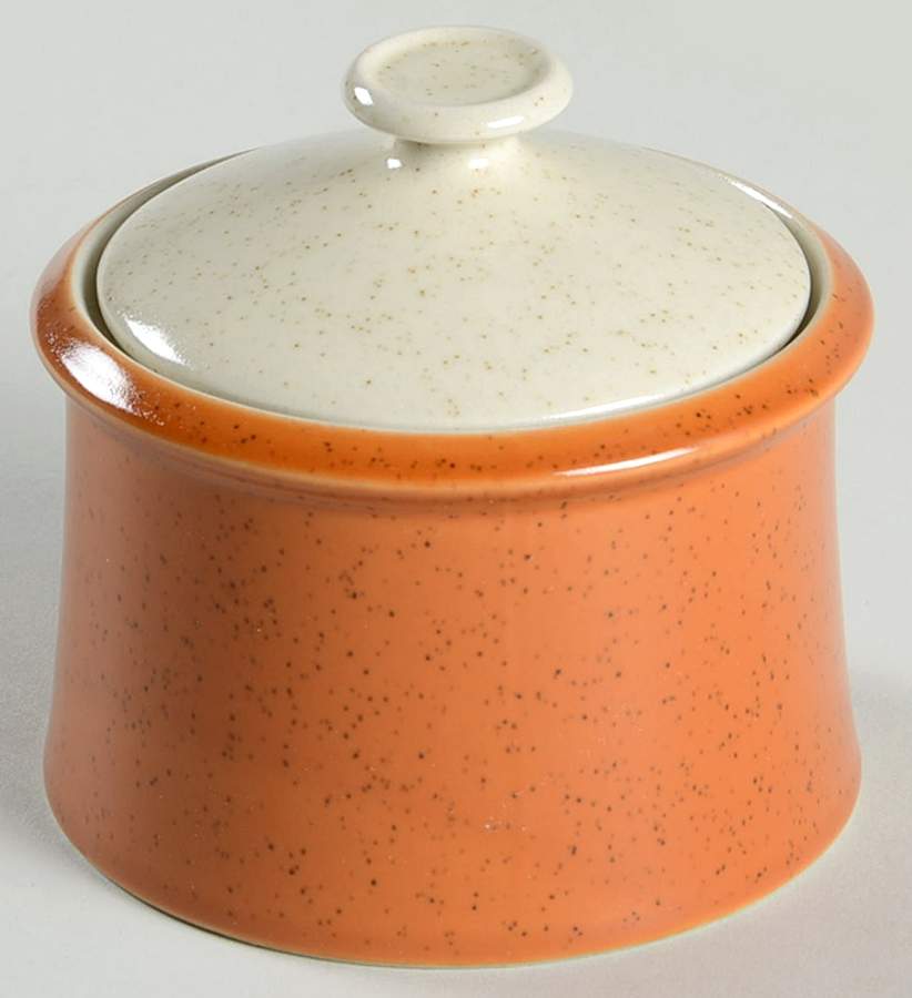 Tangerine Sugar Bowl & Lid by Imperial (Japan)-1