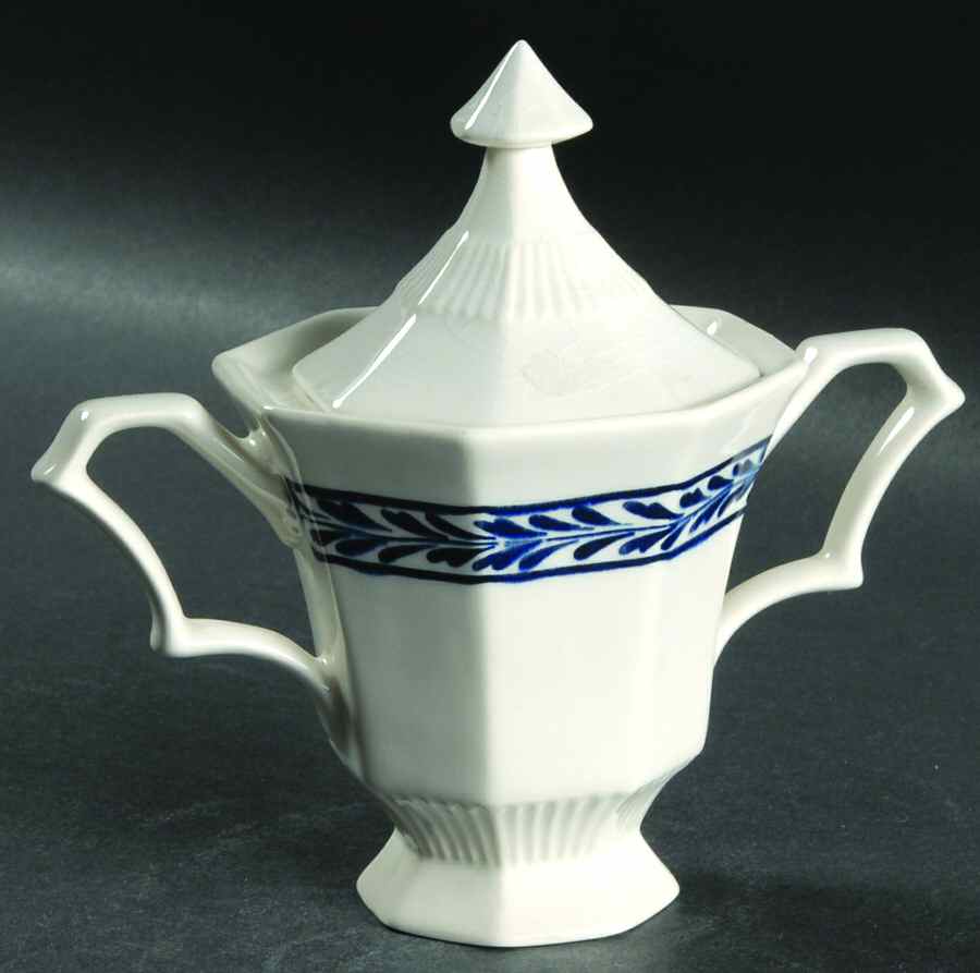 Blue Tulip Sugar Bowl & Lid by Independence-1