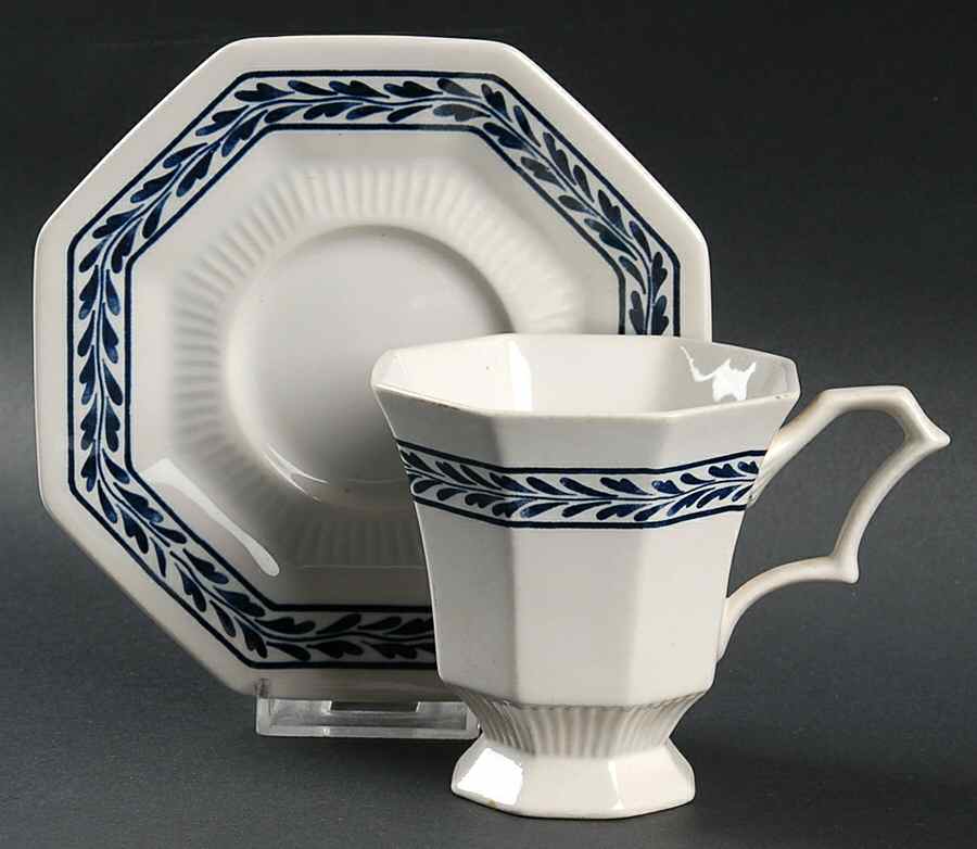 Blue Tulip Footed Cup & Saucer Set by Independence-1