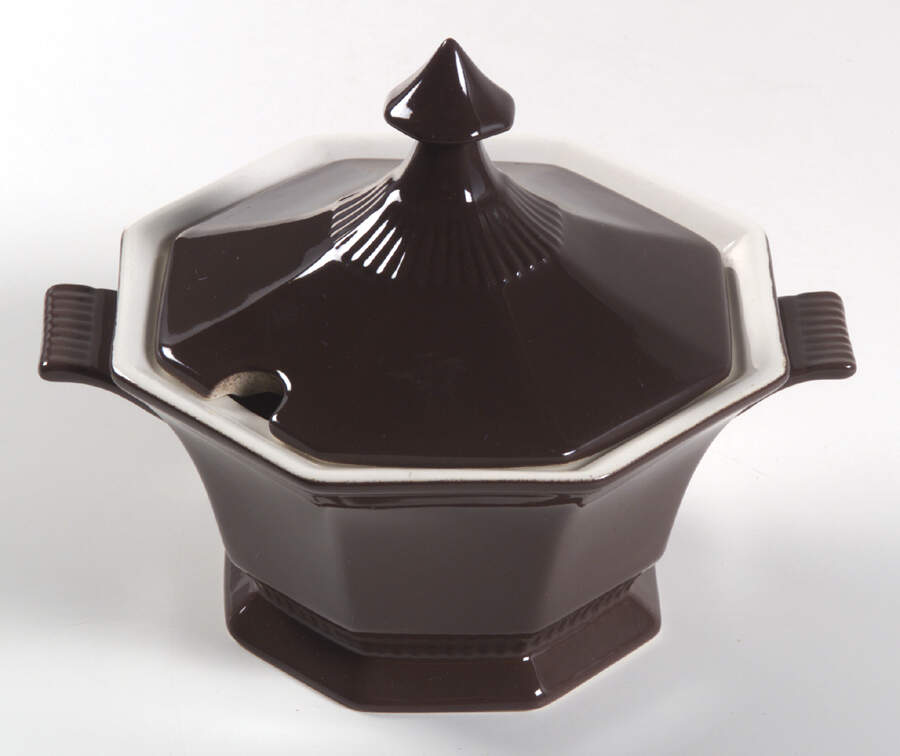 Cane Brown Sauce Boat & Lid by Independence-1