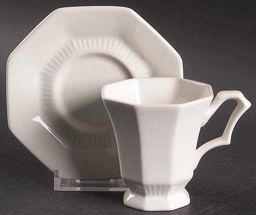 Independence White Footed Demitasse Cup & Saucer Set by Independence-1