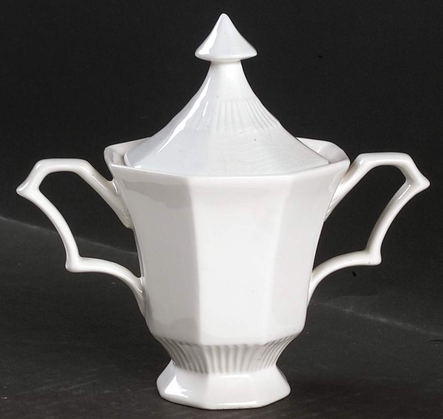 Independence White Sugar Bowl & Lid by Independence-1