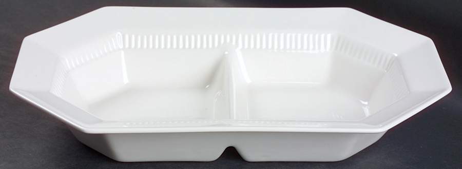 Independence White 11" Oval Divided Vegetable Bowl by Independence-1