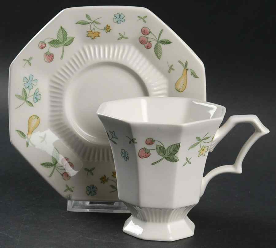 Old Orchard Footed Cup & Saucer Set by Independence-1