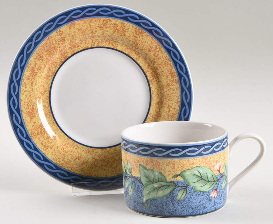 French Floral Flat Cup & Saucer Set by Interiors (PTS)-1