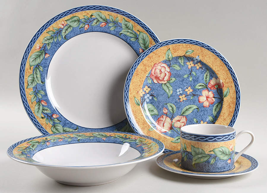 French Floral 5 Piece Place Setting by Interiors (PTS)-1