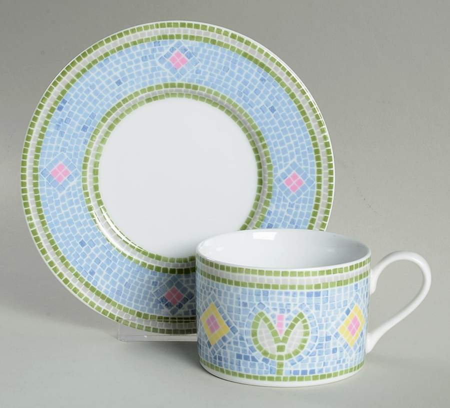 Napoli Blue Flat Cup & Saucer Set by Interiors (PTS)-1
