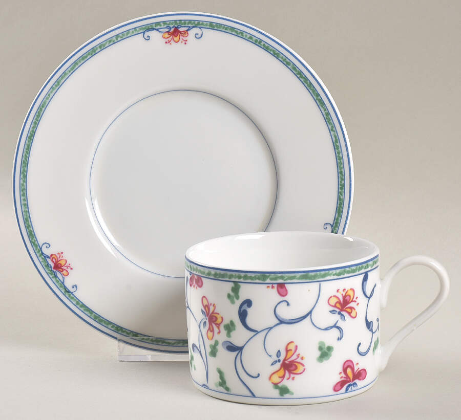 Portuguese Tile Flat Cup & Saucer Set by Interiors (PTS)-1