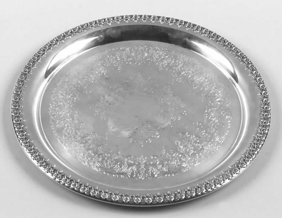 Rose Marie (Silverplate Hollowware) Small Round Silverplate Tray by International Silver-1