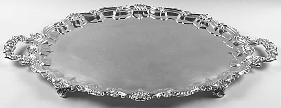 Shell and Scroll (Silverplate, Hollowware) 24" Large Footed Waiter Tray by International Silver-1