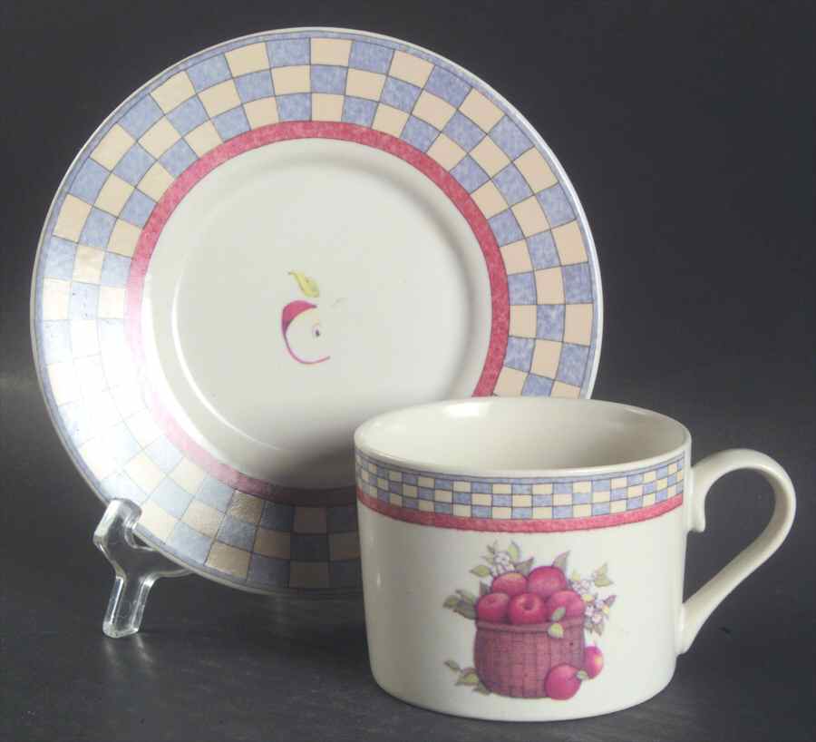 Apple Basket Flat Cup & Saucer Set by International-1