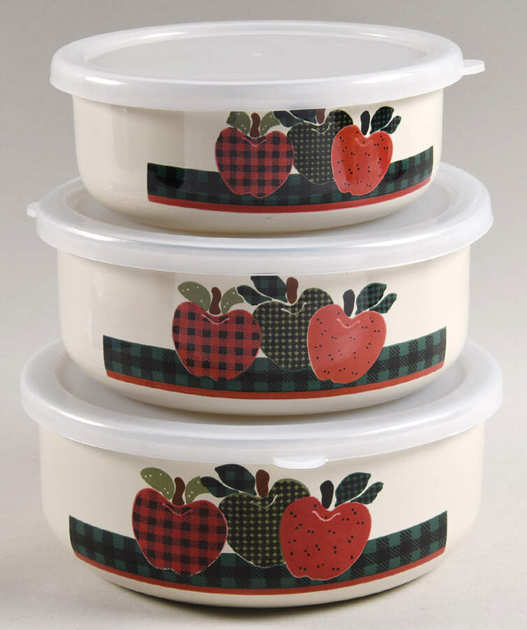Applejack (3 Piece) Metal Bowl W/Plastic Lids (5", 6", 7") by International-1