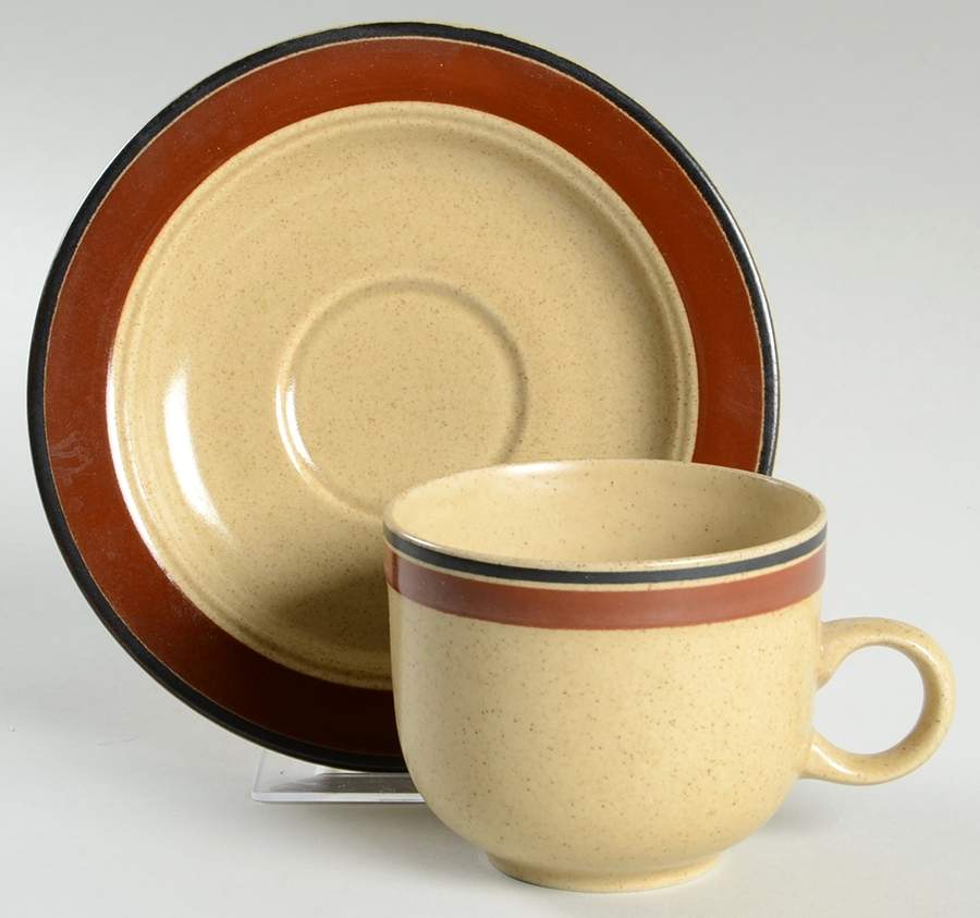 Bandelero Brown Flat Cup & Saucer Set by International-1