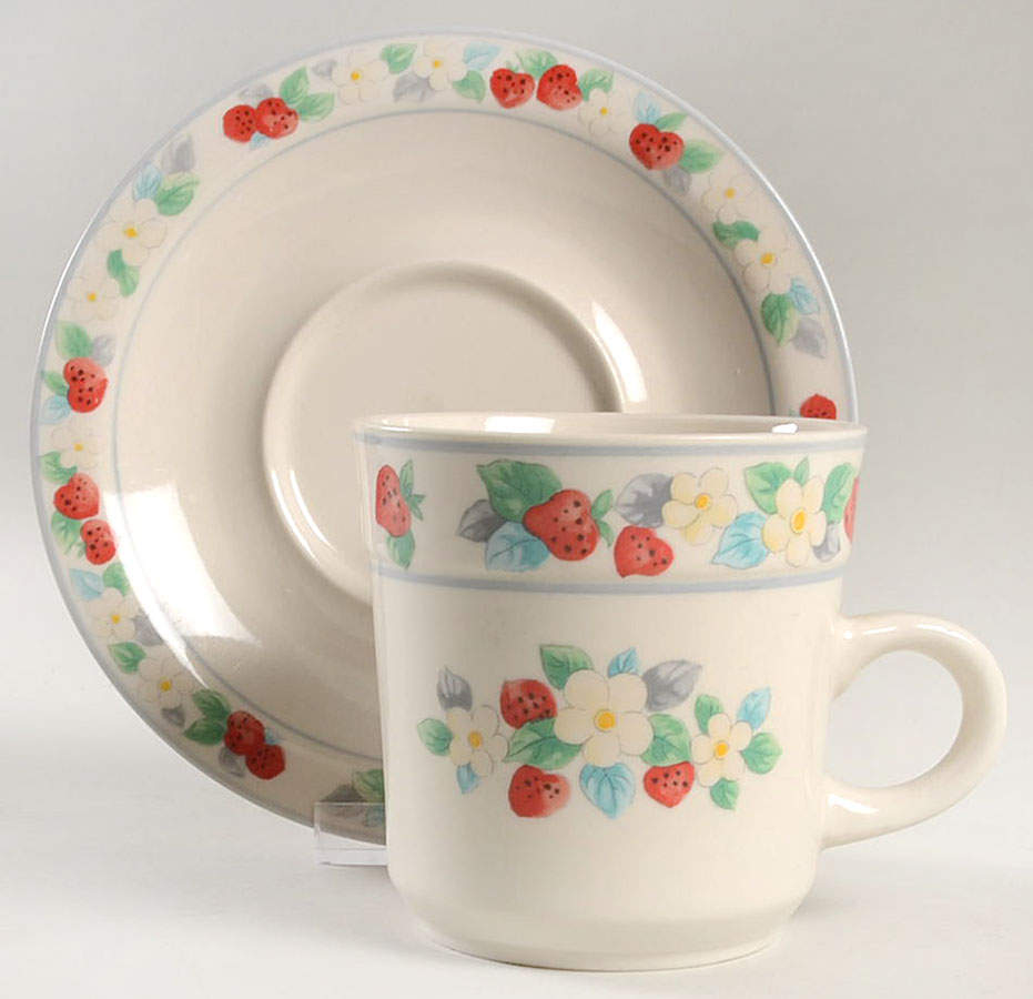 Berry Blossom Flat Cup & Saucer Set by International-1