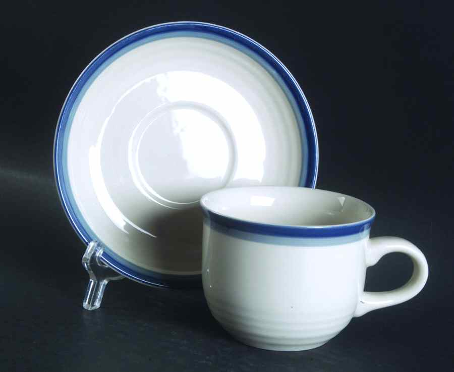 Blue Horizon Flat Cup & Saucer Set by International-1