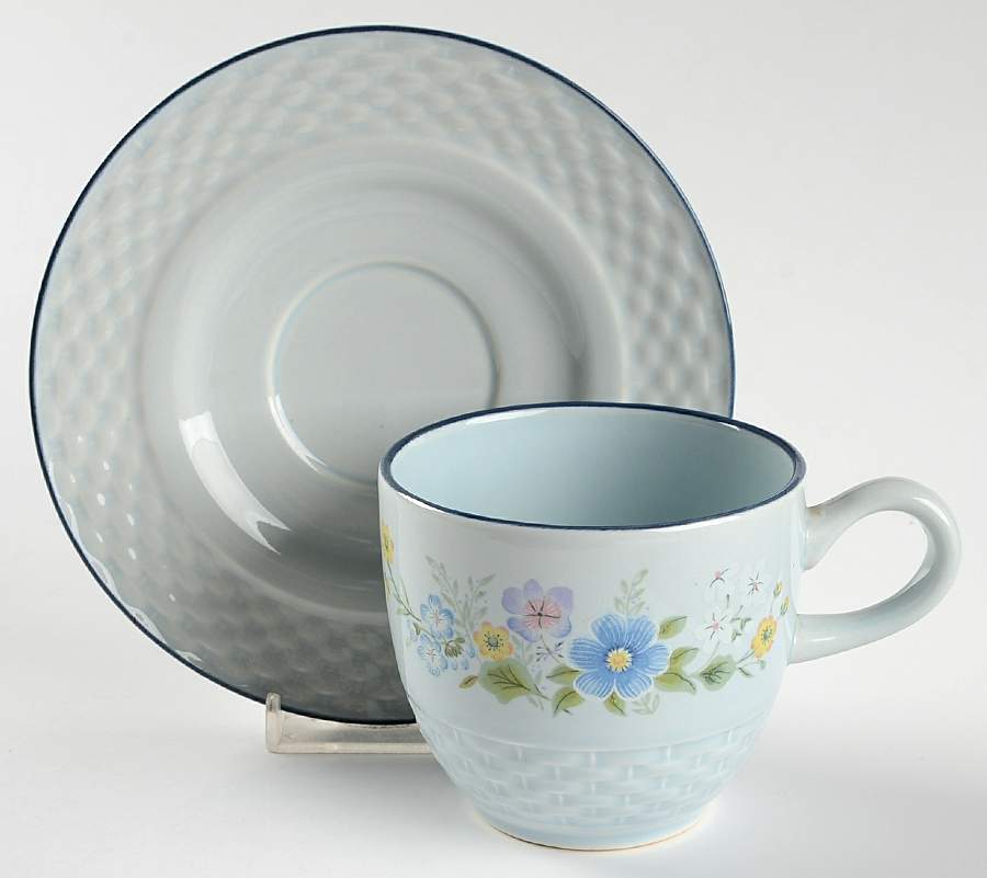 Blue Satin Flat Cup & Saucer Set by International-1