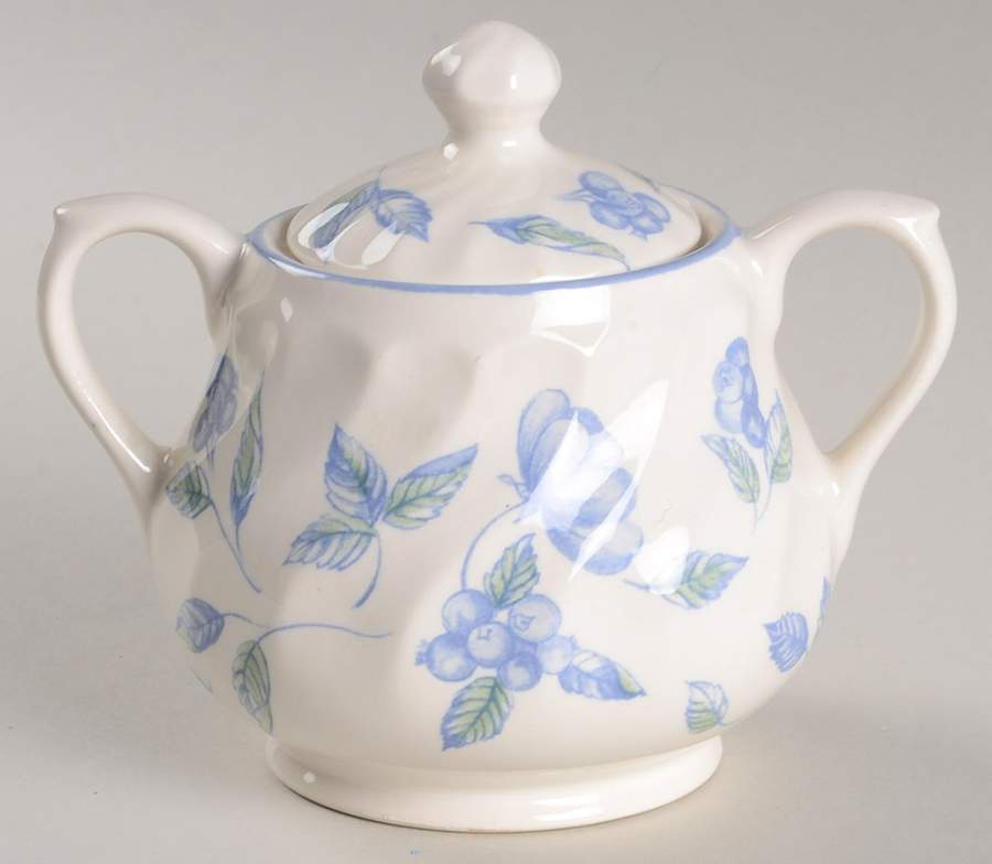 BRISTOL BLUE (Blue Trim) Sugar Bowl & Lid by International-1