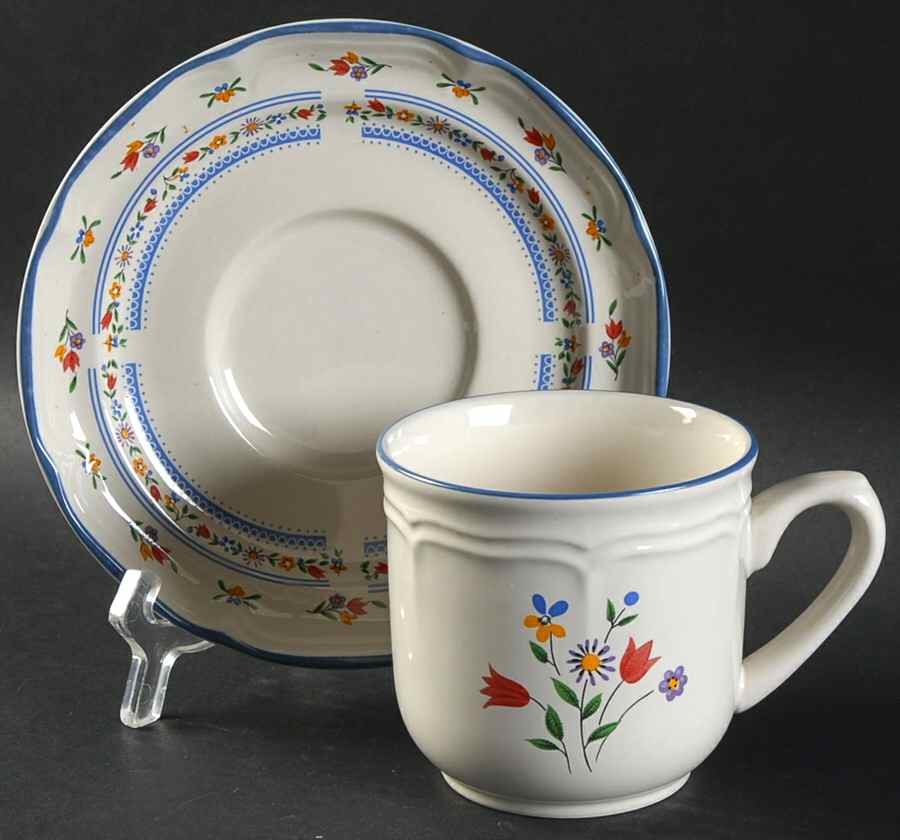 Calico Flat Cup & Saucer Set by International-1