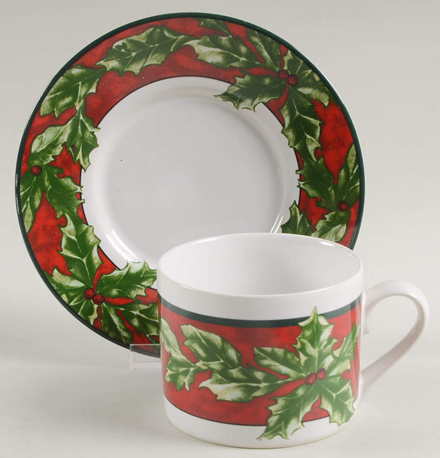 Christmas Celebration Flat Cup & Saucer Set by International-1