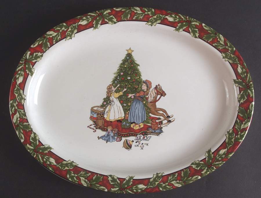 Christmas Celebration 14" Oval Serving Platter by International-1