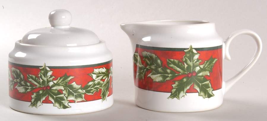 Christmas Celebration 3 Piece Set (Creamer & Sugar w/Lid) by International-1