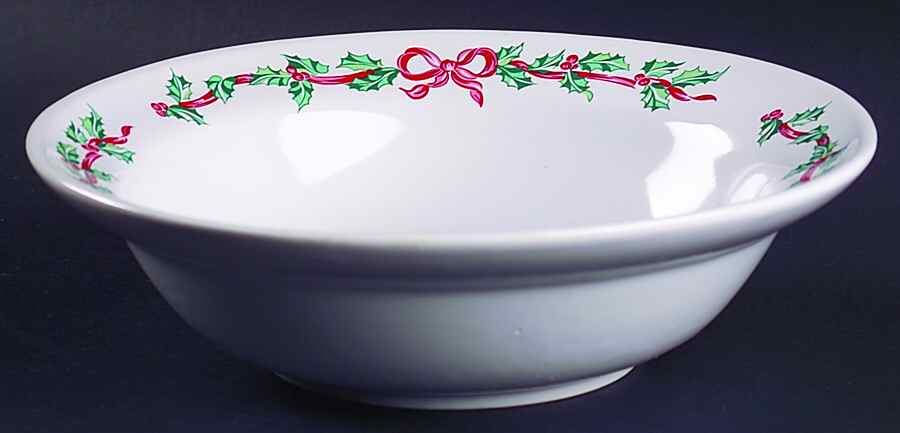Christmas Ribbons 9" Round Vegetable Bowl by International-1