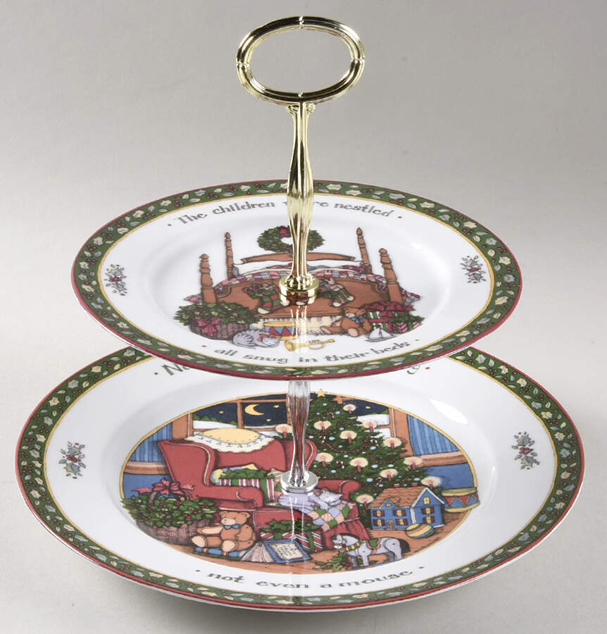 Christmas Story 6 5/8"-10"  2 Tiered Serving Tray (Dp, Sp) HC by International-1