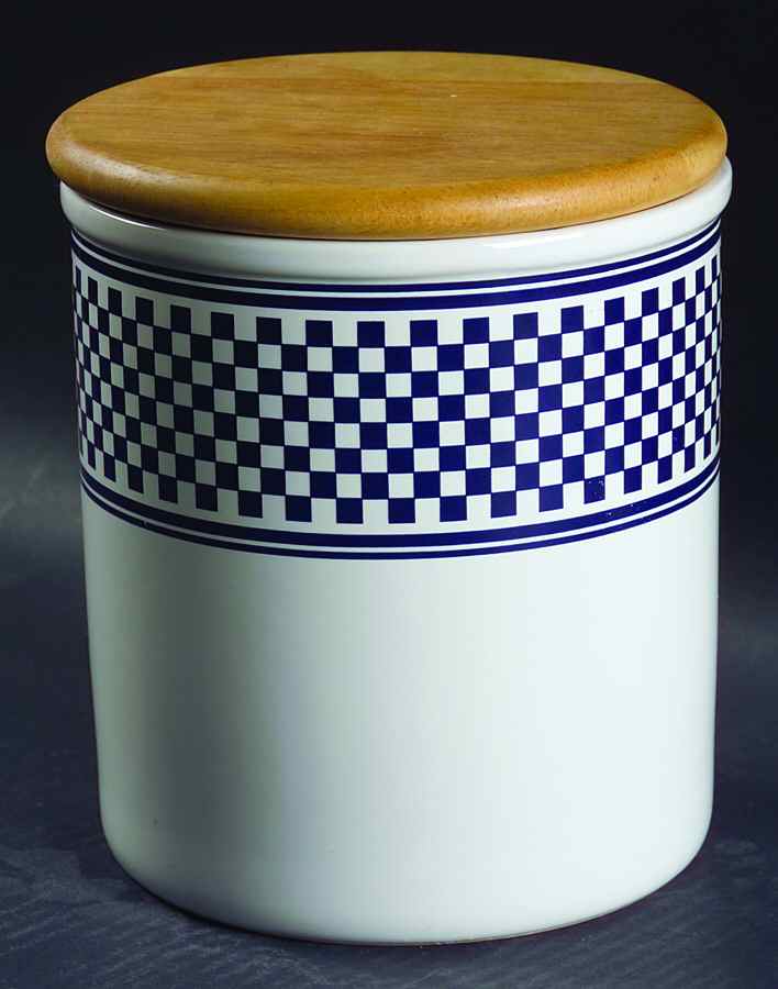Classic Checks Blue Extra Large Canister & Lid by International-1