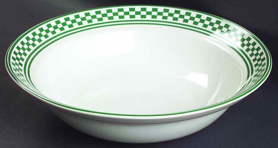 Classic Checks Green 9" Round Vegetable Bowl by International-1