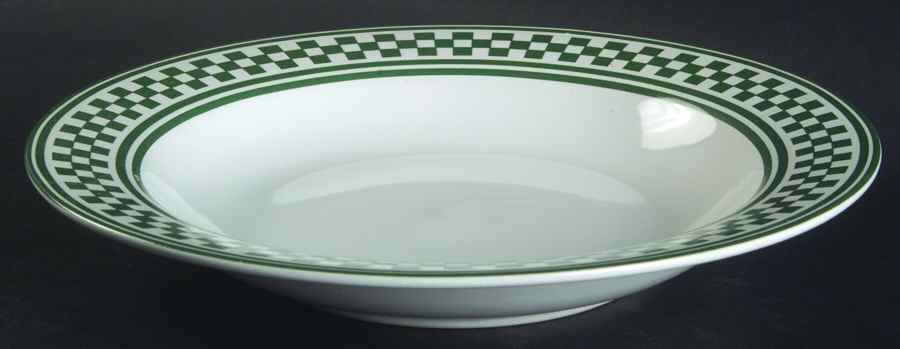 Classic Checks Green Large Rim Soup Bowl by International-1