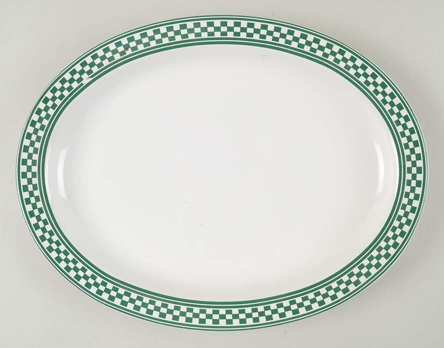 Classic Checks Green 14" Oval Serving Platter by International-1