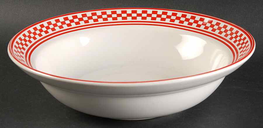 Classic Checks Red 9" Round Vegetable Bowl by International-1