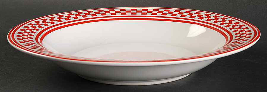 Classic Checks Red Large Rim Soup Bowl by International-1
