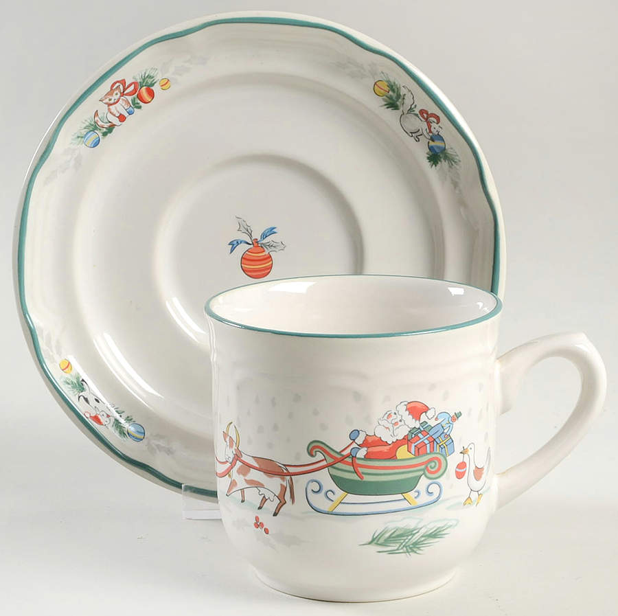 Country Christmas Flat Cup & Saucer Set by International-1