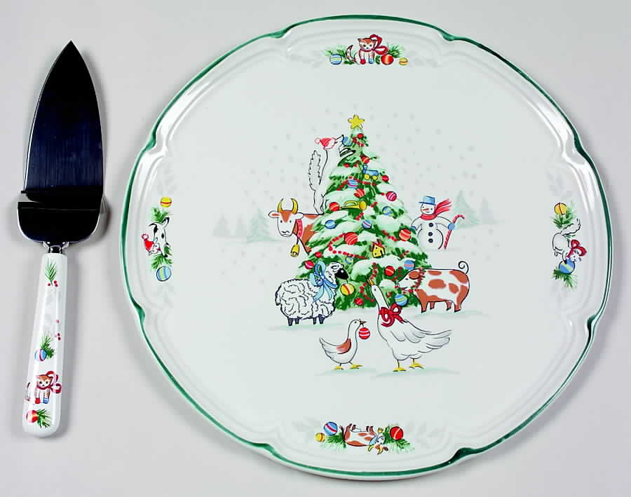 Country Christmas Cake Plate and Server (Boxed Set) by International-1