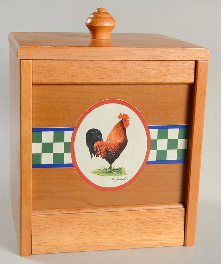 Ella's Rooster Large Wood Canister & Lid by International-1