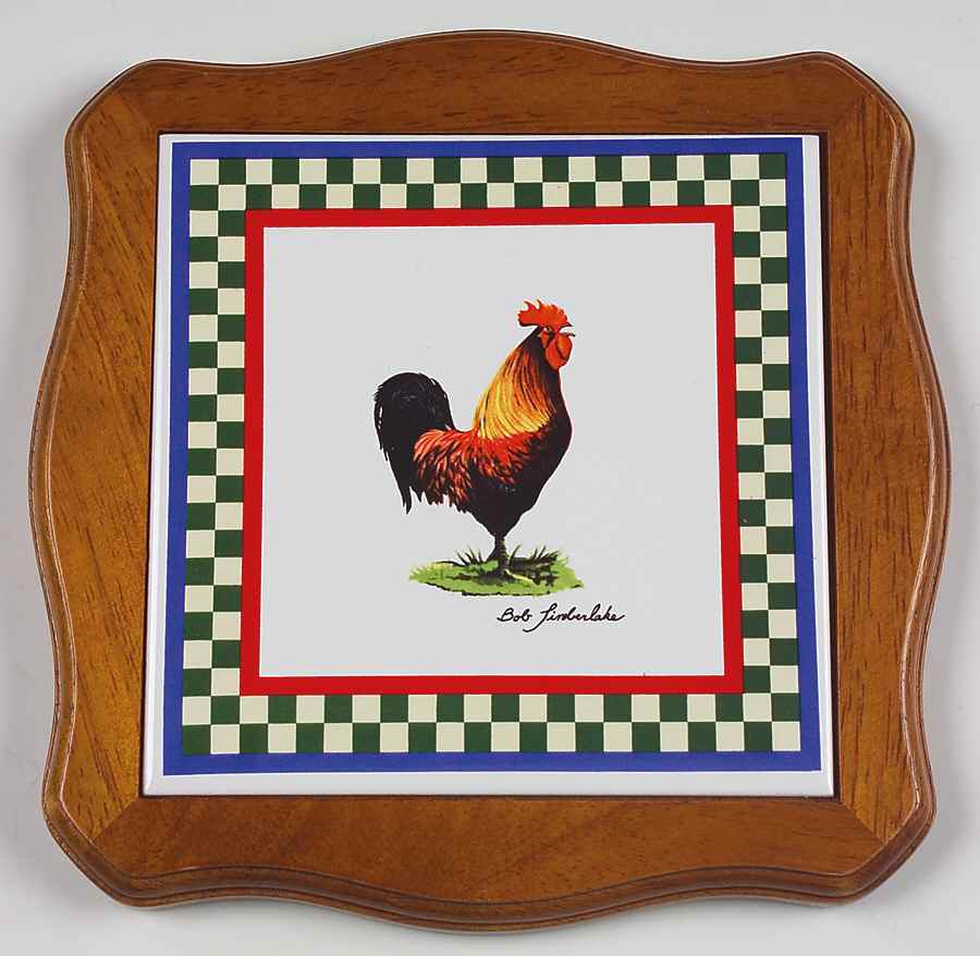 Ella's Rooster Wood Frame Trivet by International-1