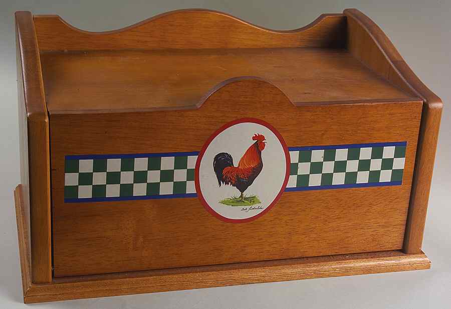 Ella's Rooster Wood Bread Box by International-1