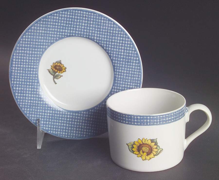 Farmhouse Blue Flat Cup & Saucer Set by International-1