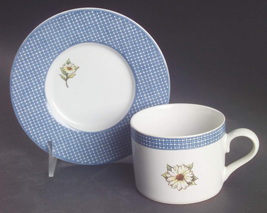 Farmhouse Blue Flat Cup & Saucer Set by International-1