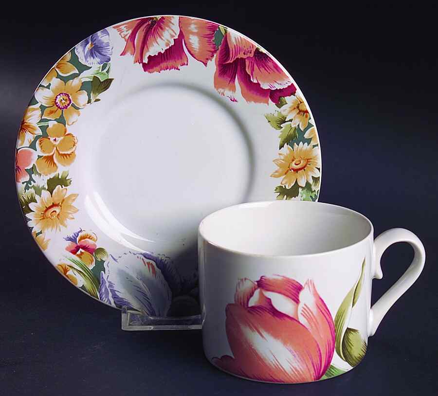Floral Garden Flat Cup & Saucer Set by International-1