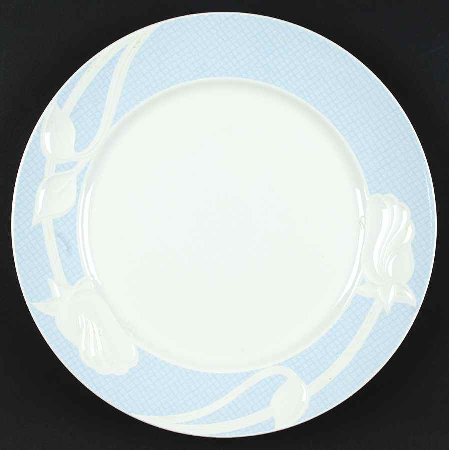 Gingham Rose Blue 12" Chop Plate (Round Platter) by International-1