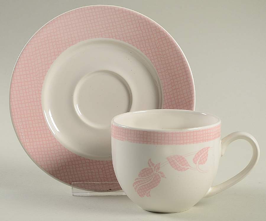 Gingham Rose Rose Flat Cup & Saucer Set by International-1