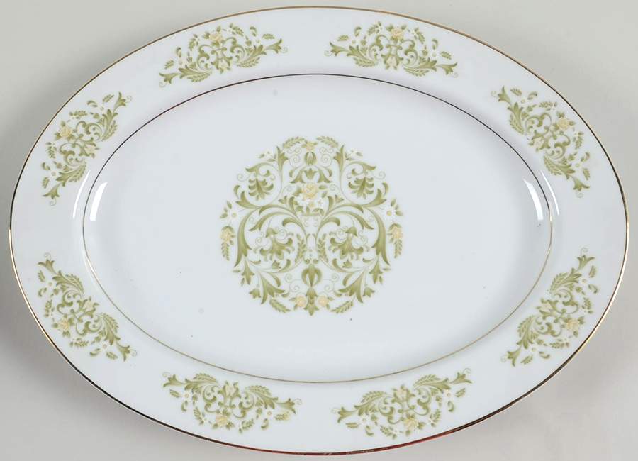 Golden Scroll 14" Oval Serving Platter by International-1