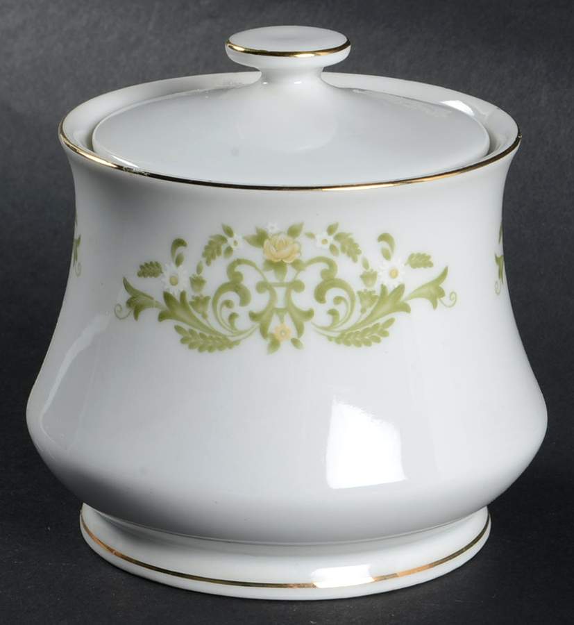 Golden Scroll Sugar Bowl & Lid by International-1