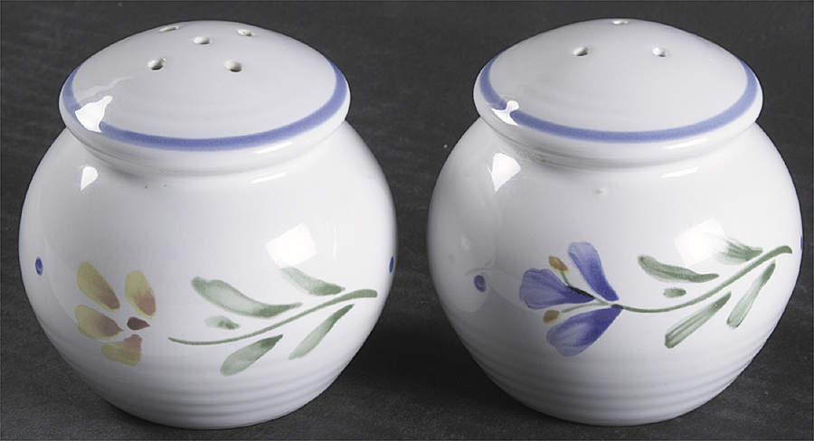 Greta (Coupe, Blue Trim) Salt & Pepper Set by International-1