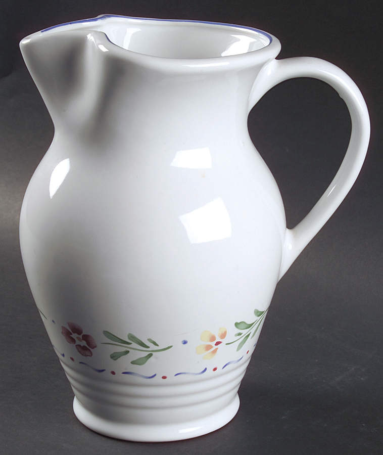 Greta (Coupe, Blue Trim) 64 Oz Pitcher by International-1