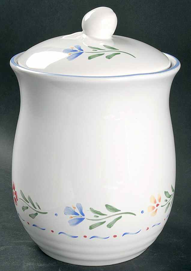 Greta (Coupe, Blue Trim) Extra Large Canister & Lid by International-1