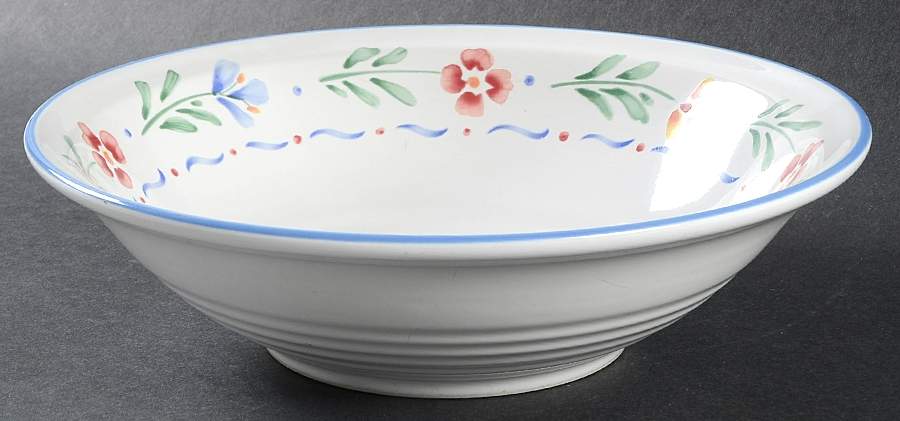 Greta (Coupe, Blue Trim) 9" Round Vegetable Bowl by International-1