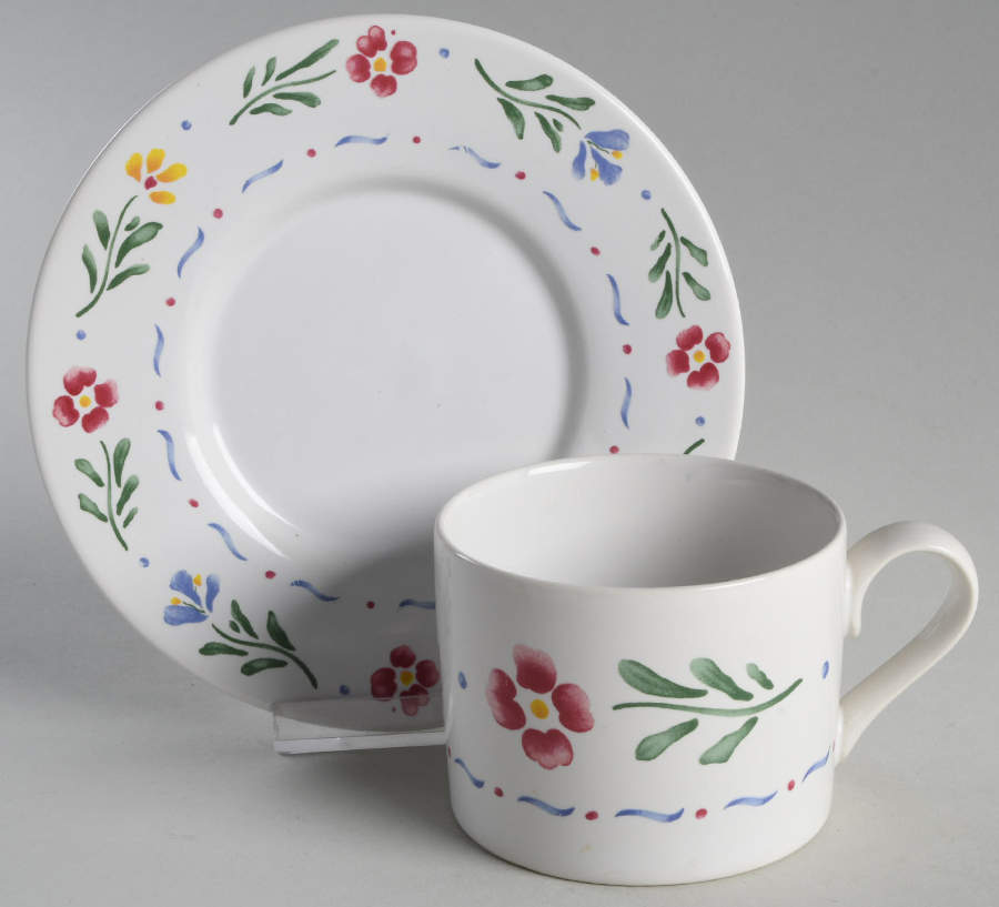Greta (Rim, No Trim) Flat Cup & Saucer Set by International-1